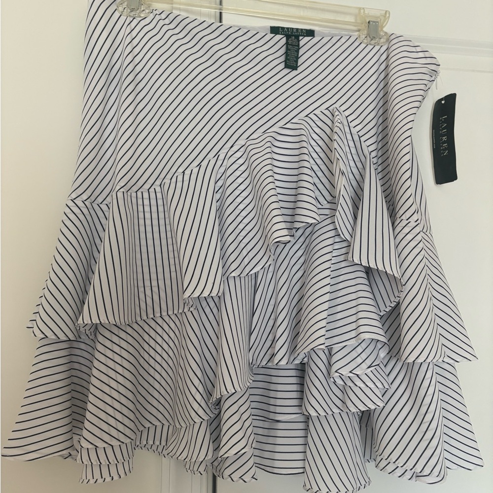 Ralph Lauren Navy and White Ruffled Layers Skirt